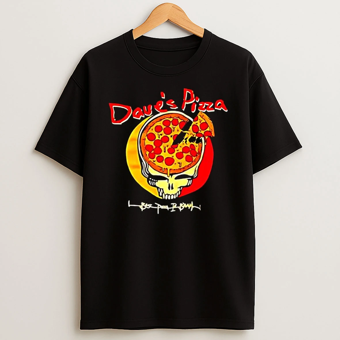 Pizza Skull Grateful Deads Vs Daves Pizza Logo T Shirt