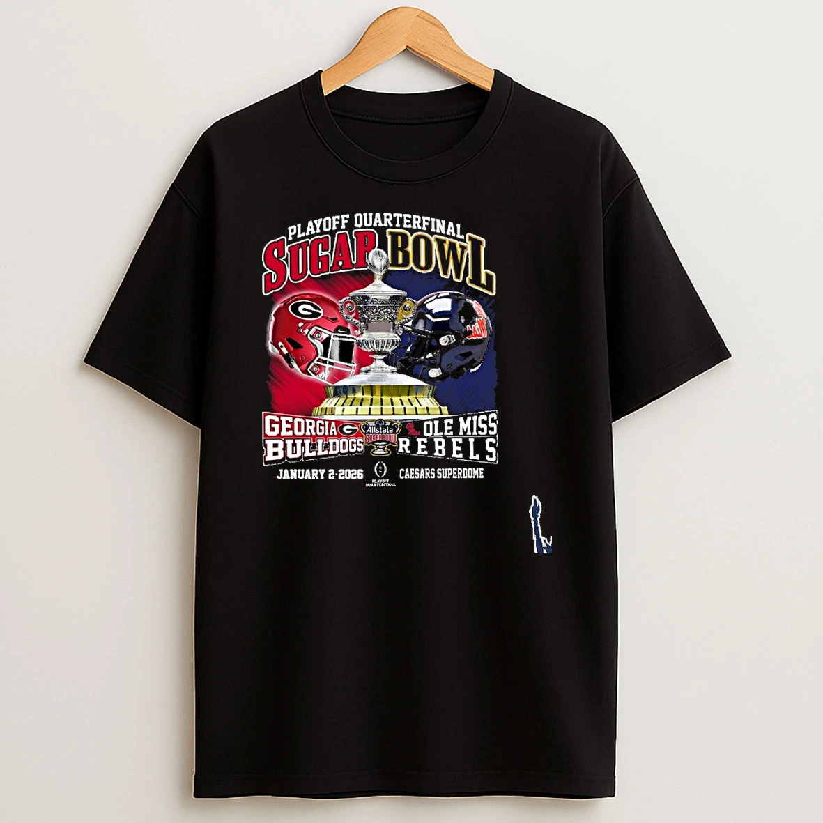 Playoff Quarterfinal Georgia Bulldogs Vs Ole Miss Rebels 2026 Sugar Bowl Helmet Matchup T Shirt