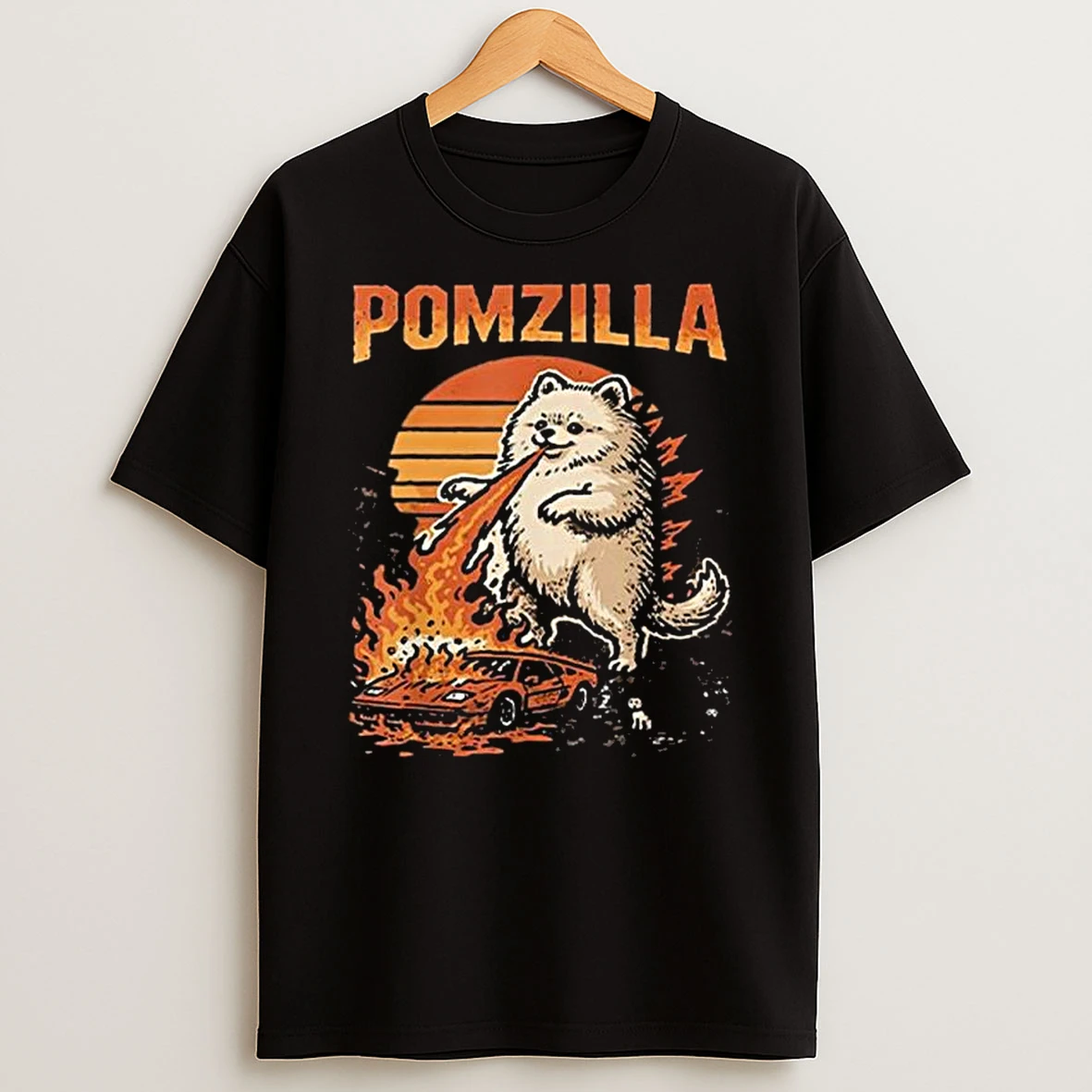 Pomzilla Pomeranian Dog Monster Pom Dog Lover T Shirt