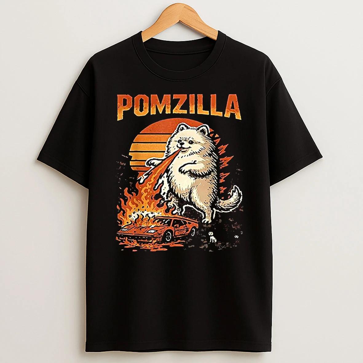 Pomzilla Pomeranian Dog Monster X Gozilla Pet Lover Vintage T Shirt