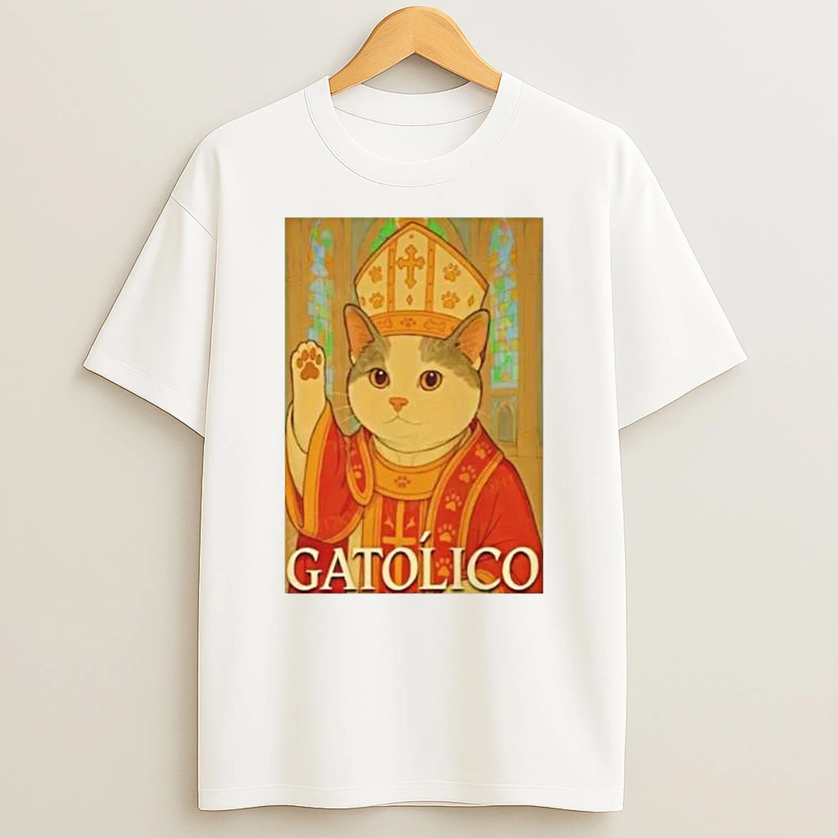 Pope Cat Gatolico T Shirt