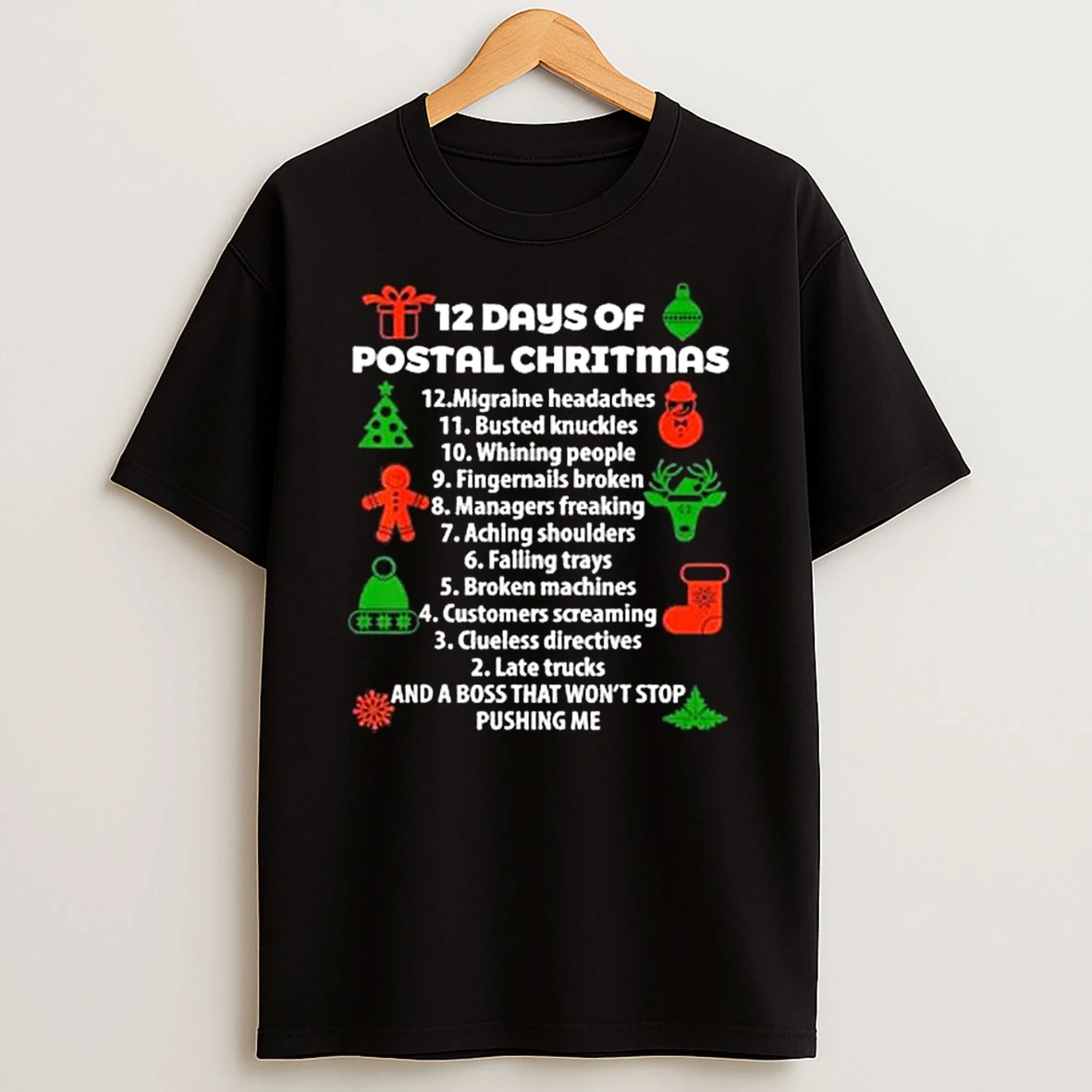 Postal Worker 12 Days Of Christmas Funny T Shirt