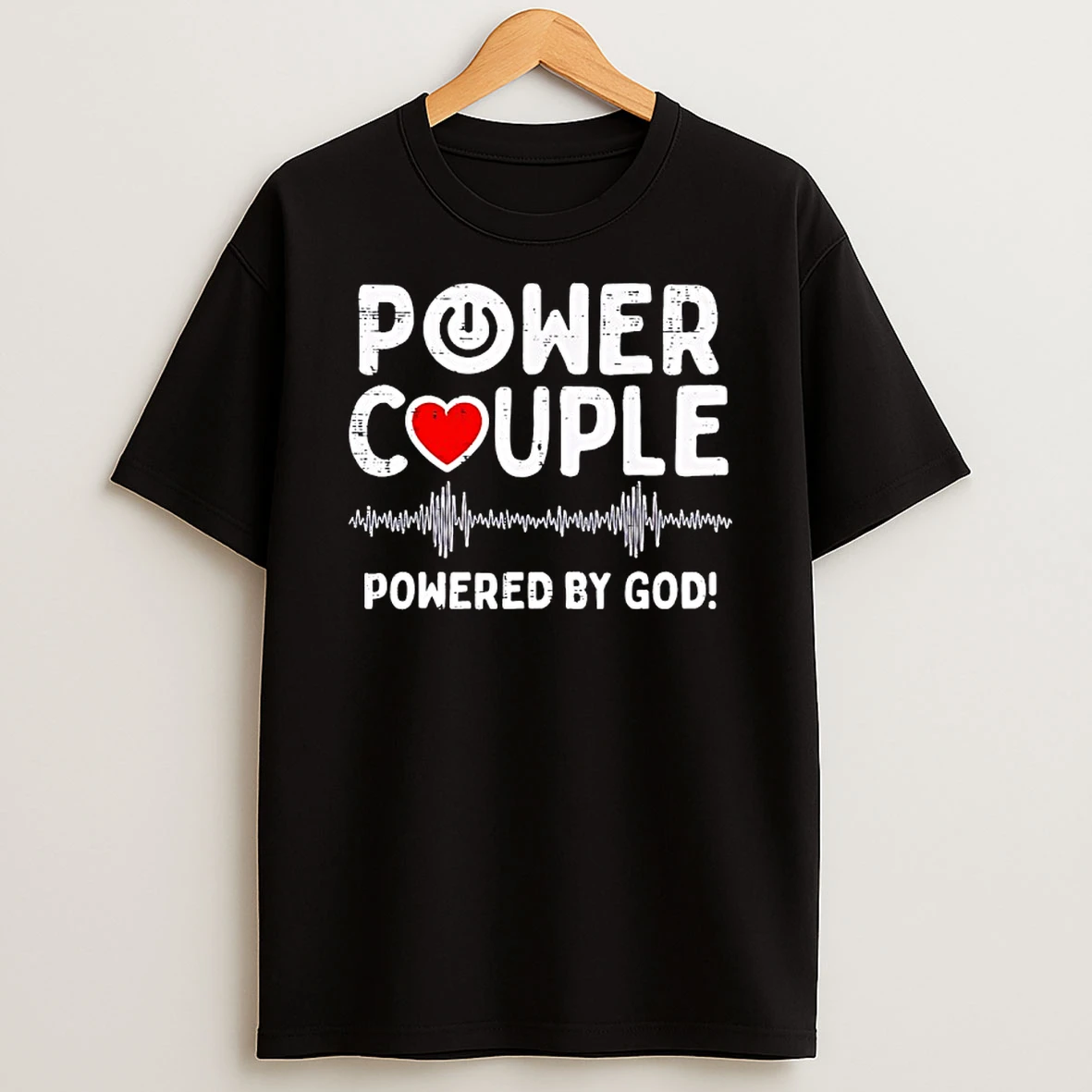 Powered God Christian Valentines Day Couple T Shirt