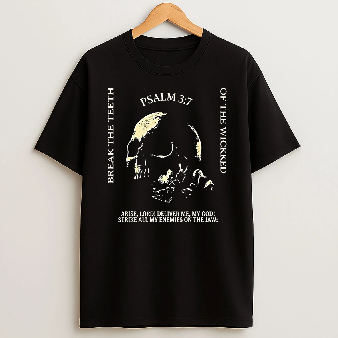 Psalm 3 7 Skull Break The Teeth Of The Wicked Religious Bible Verse Christian Vintage T Shirt