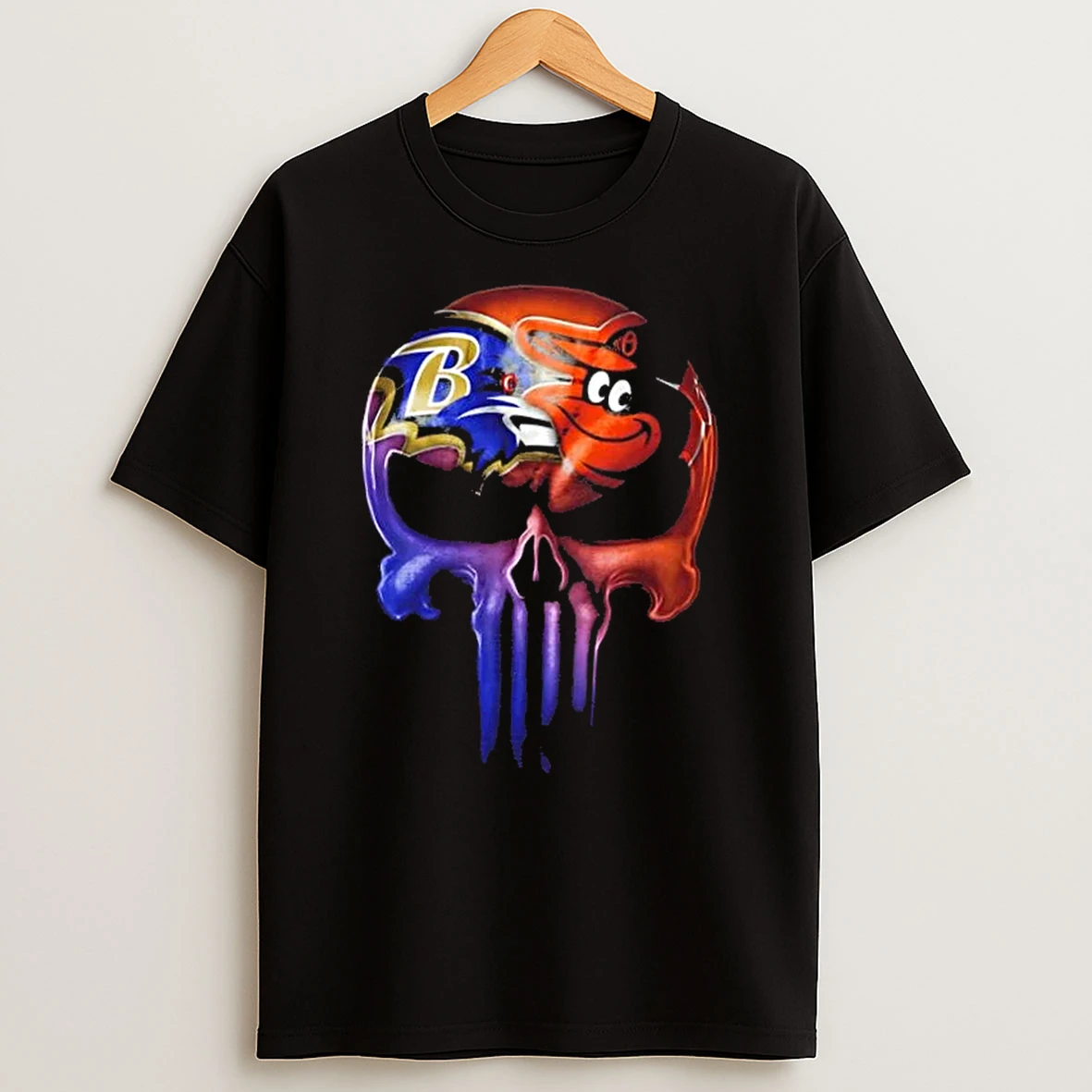 Punisher Skull Baltimore City Sports Ravens X Orioles T Shirt