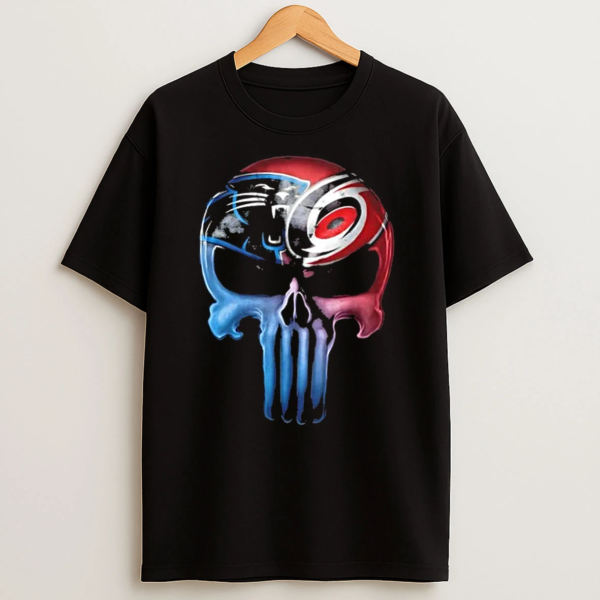 Punisher Skull Carolina City Sports Panthers X Hurricanes T Shirt