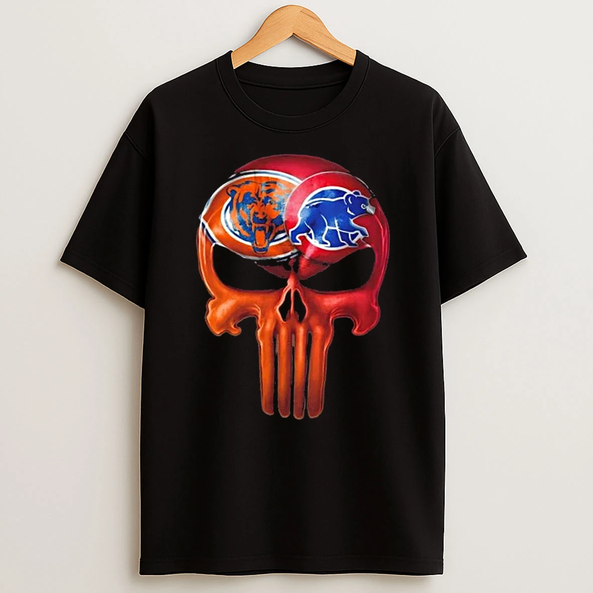 Punisher Skull Chicago City Sports Bears X Cubs T Shirt
