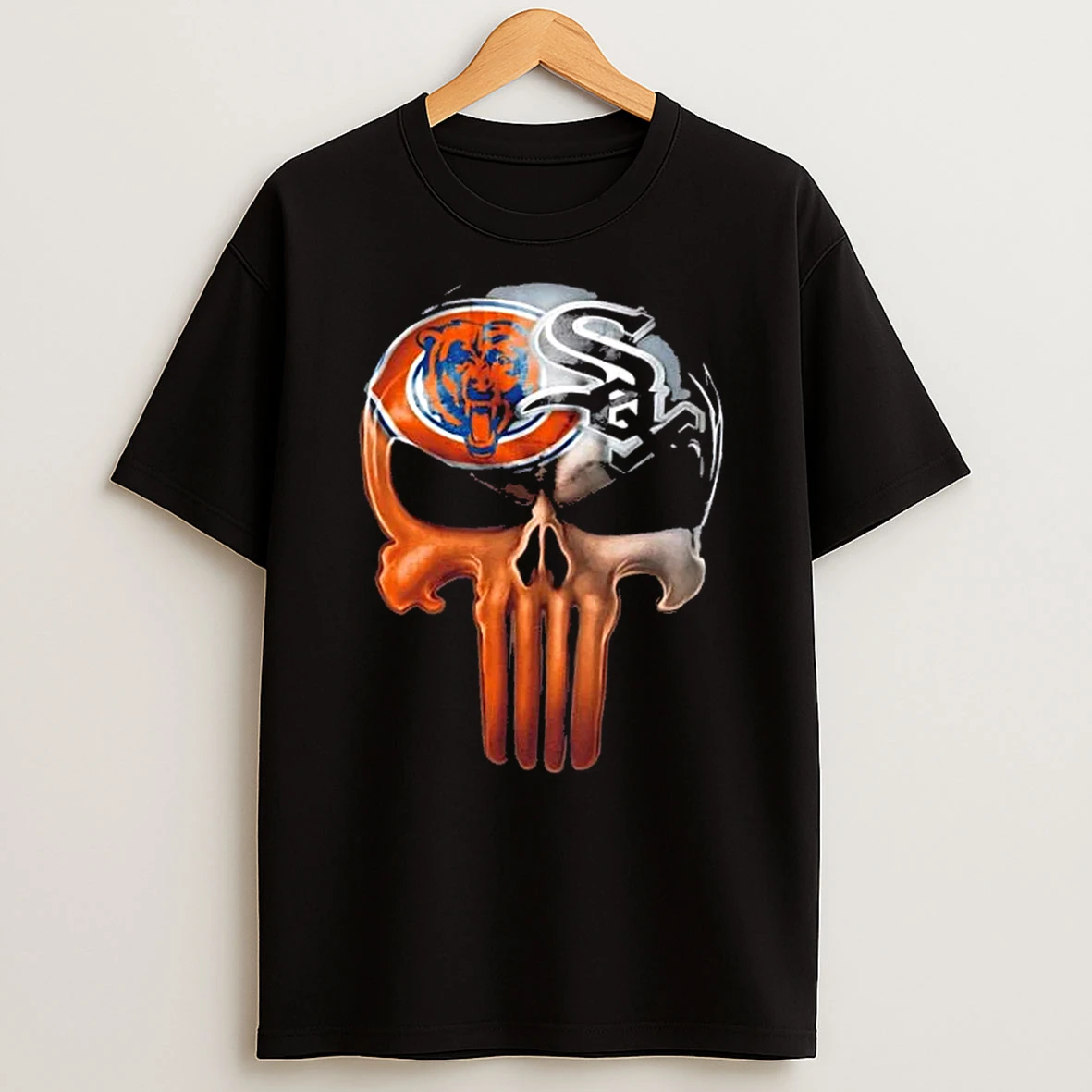 Punisher Skull Chicago City Sports Bears X White Sox T Shirt