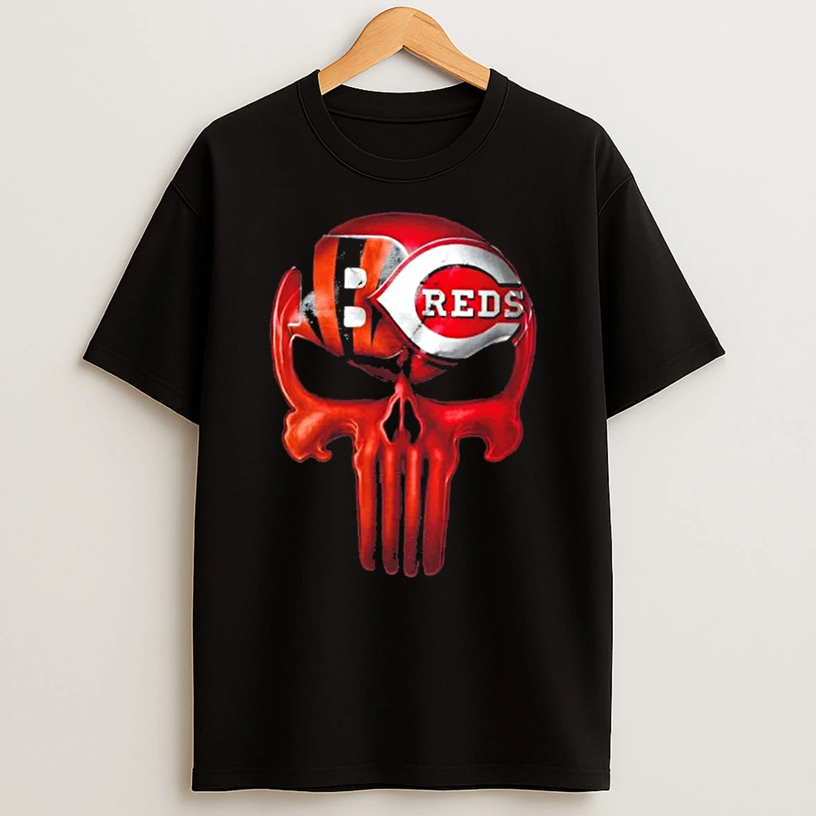 Punisher Skull Cincinnati City Sports Bengals X Reds T Shirt