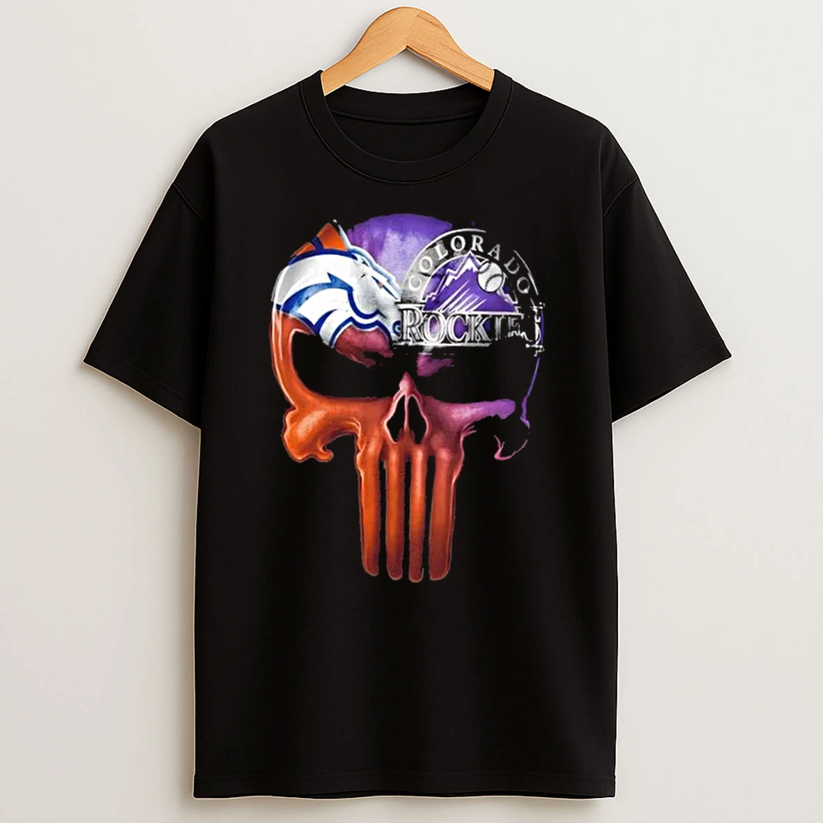 Punisher Skull Denver City Sports Broncos X Colorado Rockies T Shirt