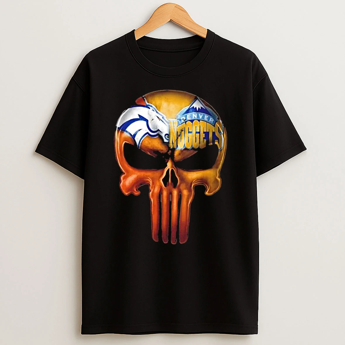 Punisher Skull Denver City Sports Broncos X Nuggets T Shirt
