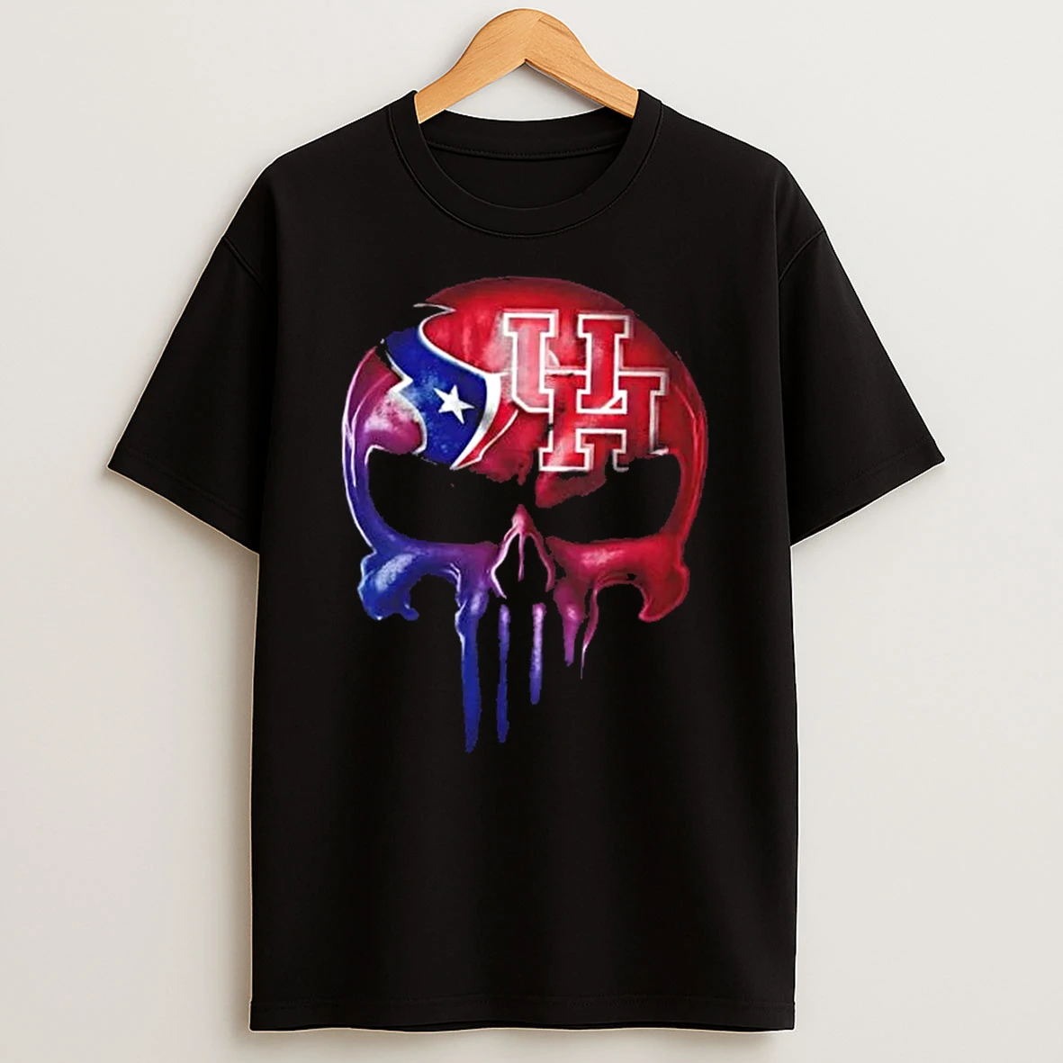 Punisher Skull Houston City Sports Texans X Cougars T Shirt