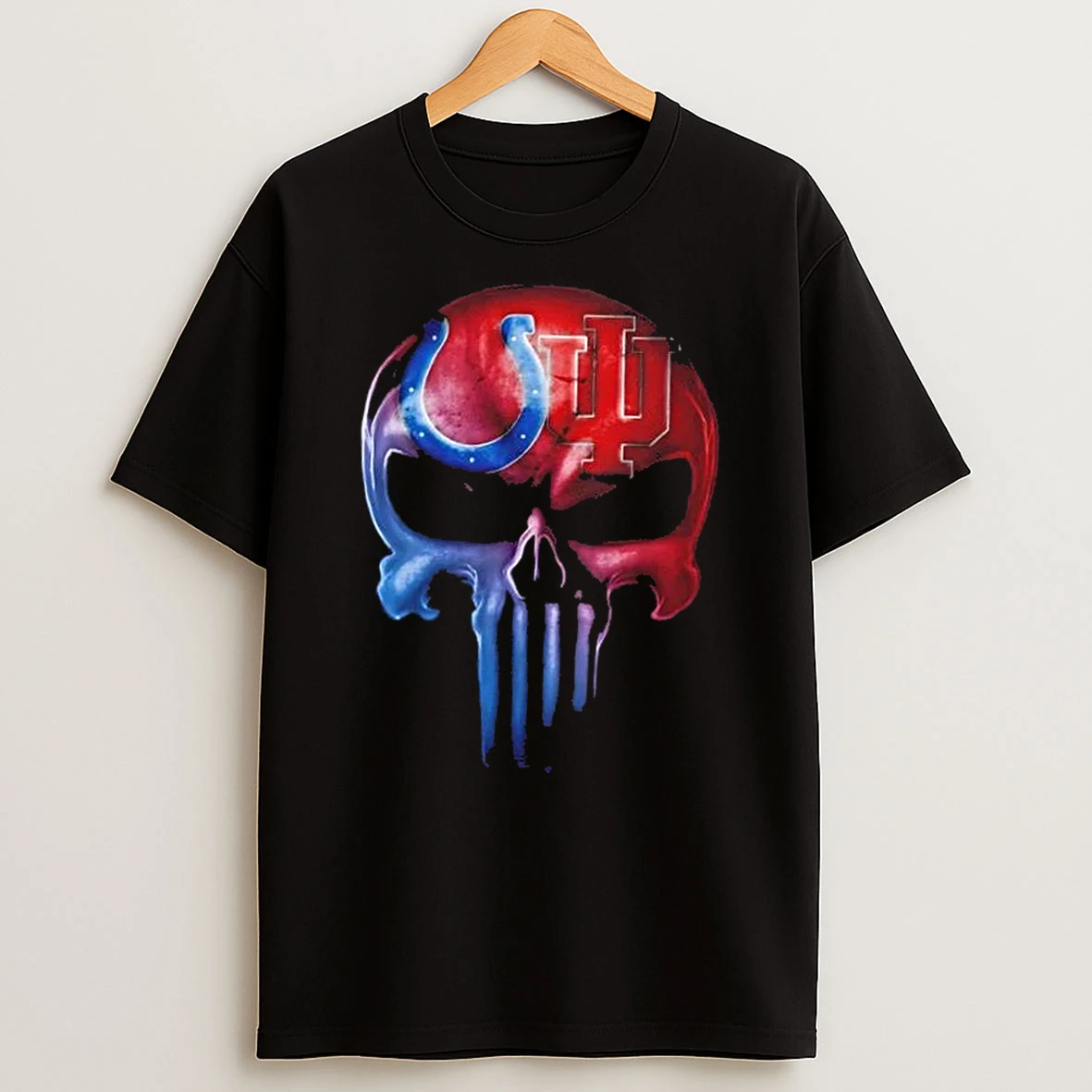 Punisher Skull Indiana City Sports Colts X Hoosiers T Shirt