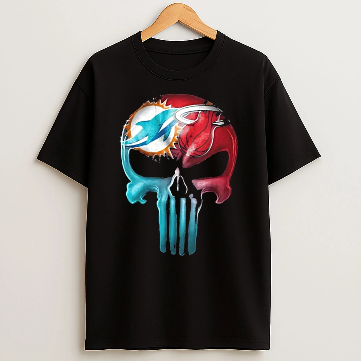 Punisher Skull Miami City Sports Dolphins X Heat T Shirt