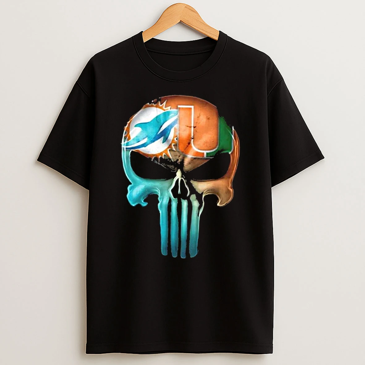 Punisher Skull Miami City Sports Dolphins X Hurricanes T Shirt