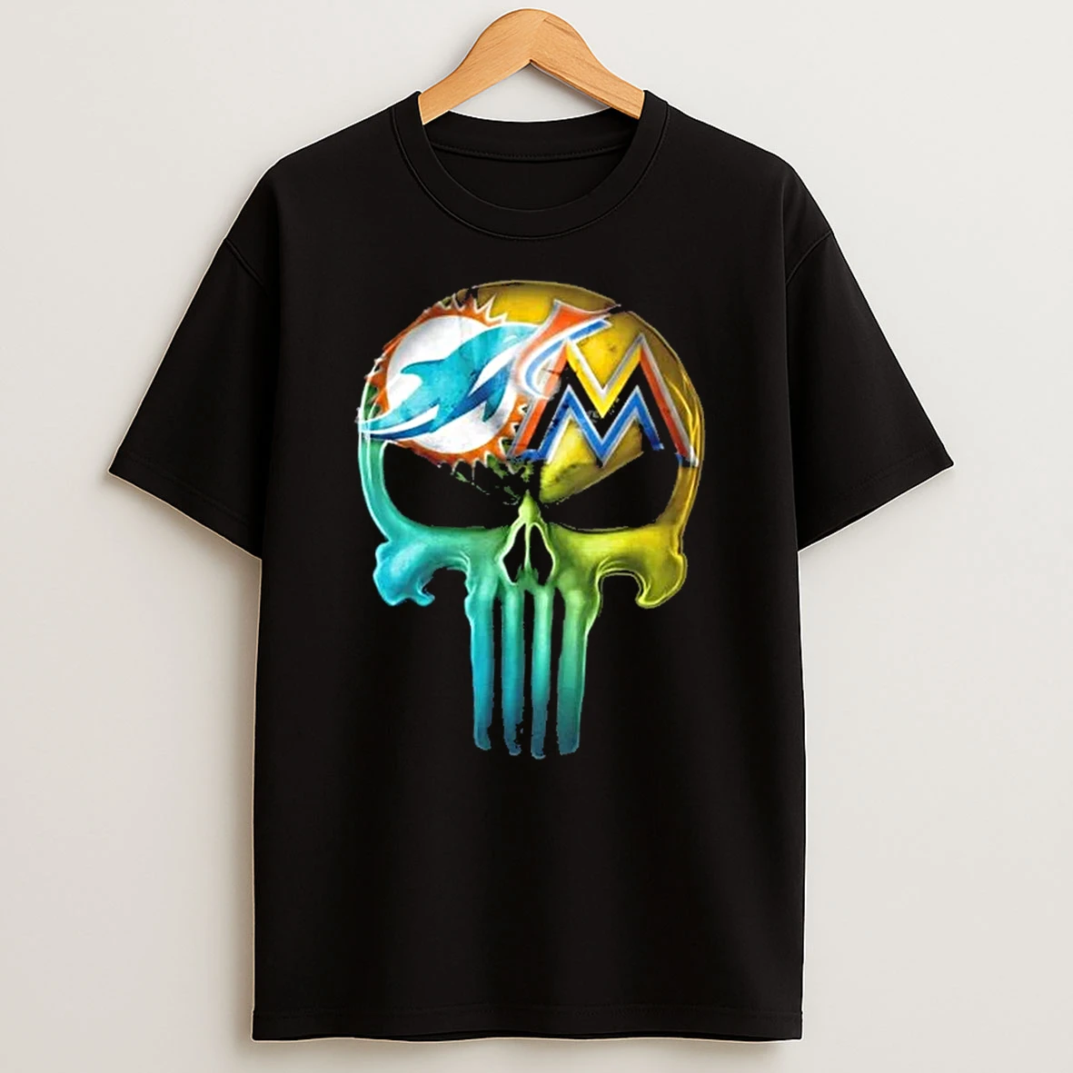 Punisher Skull Miami City Sports Dolphins X Marlins T Shirt