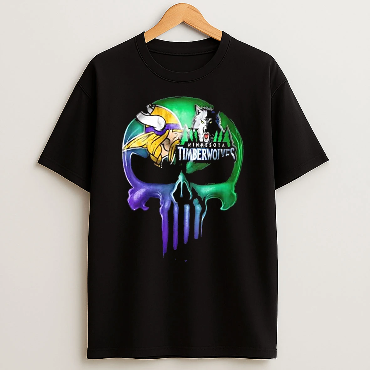 Punisher Skull Minnesota City Sports Vikings X Timberwolves T Shirt