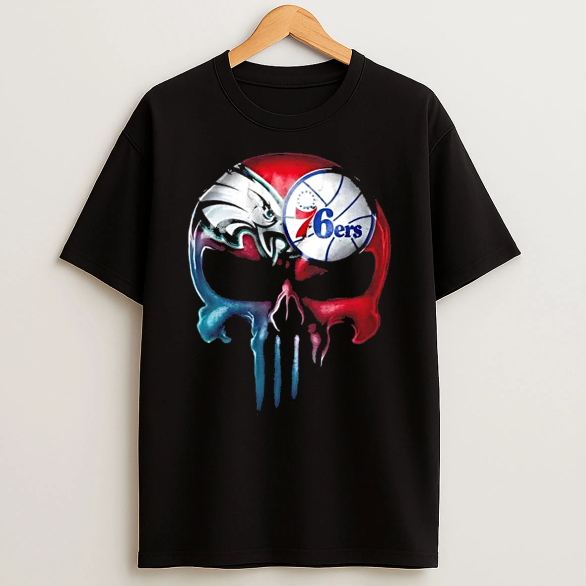 Punisher Skull Philadelphia City Sports Eagles X 76ers T Shirt