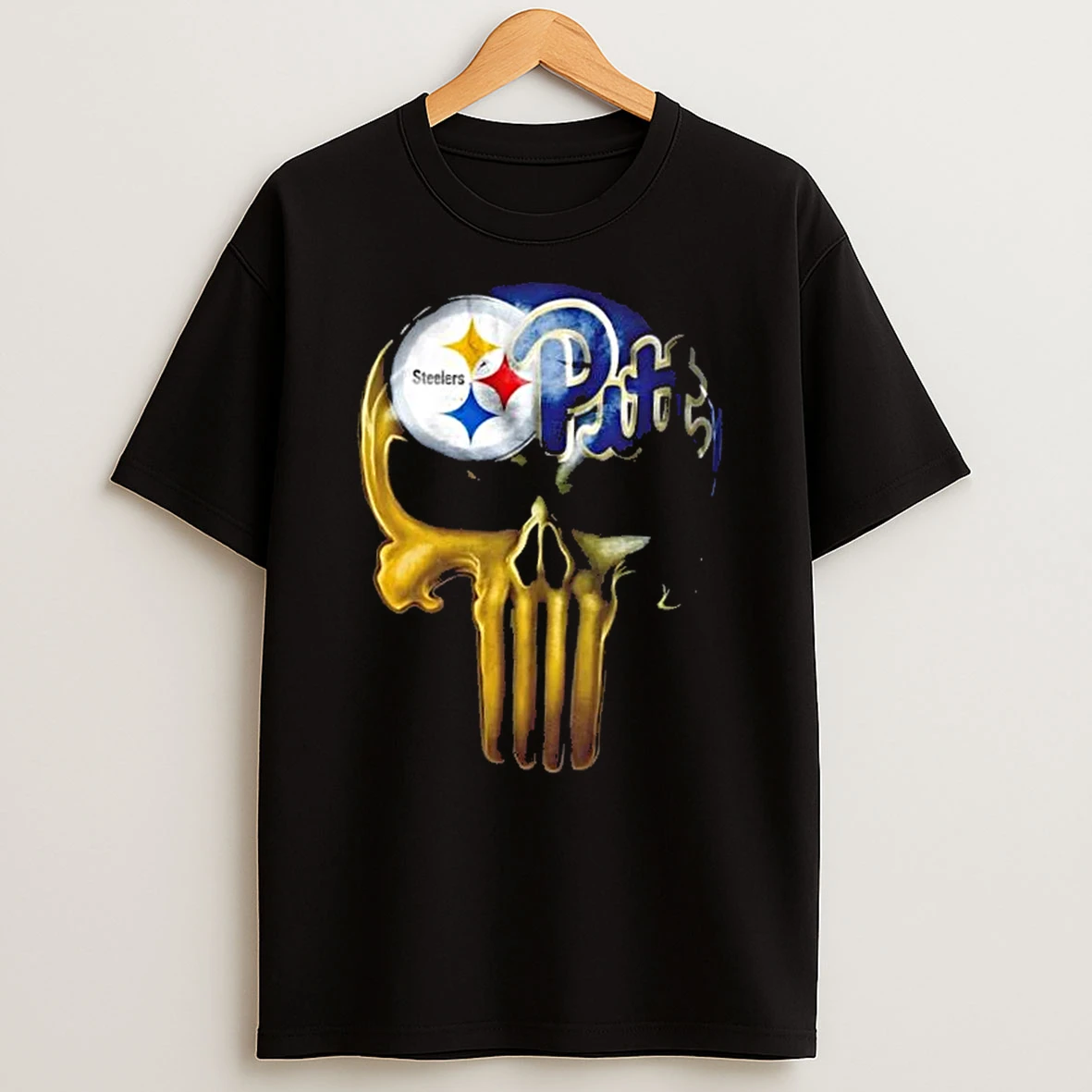 Punisher Skull Pittsburgh City Sports Steelers X Panthers T Shirt