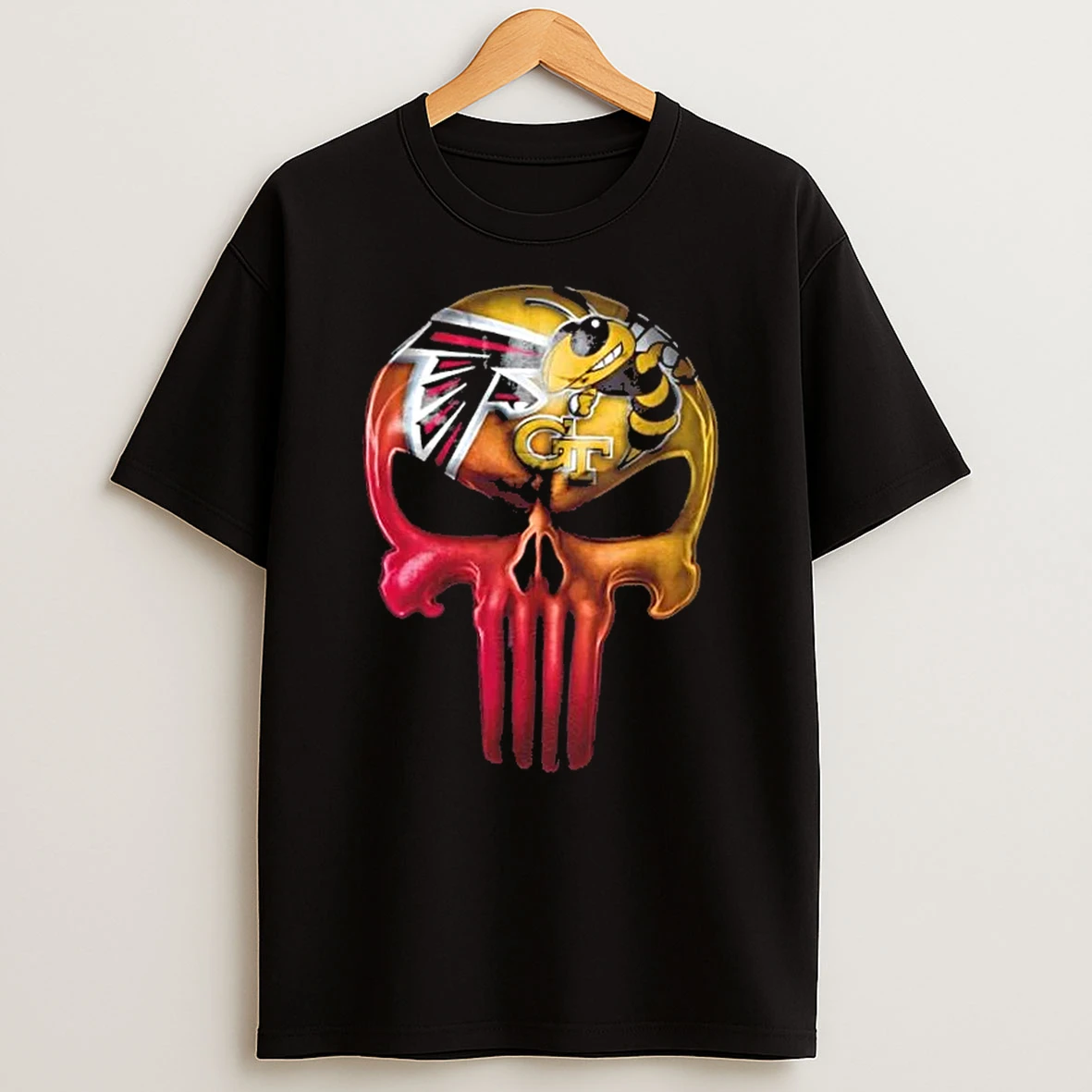 Punisher Skull Sports Atlanta Falcons X Georgia Tech Yellow Jackets T Shirt