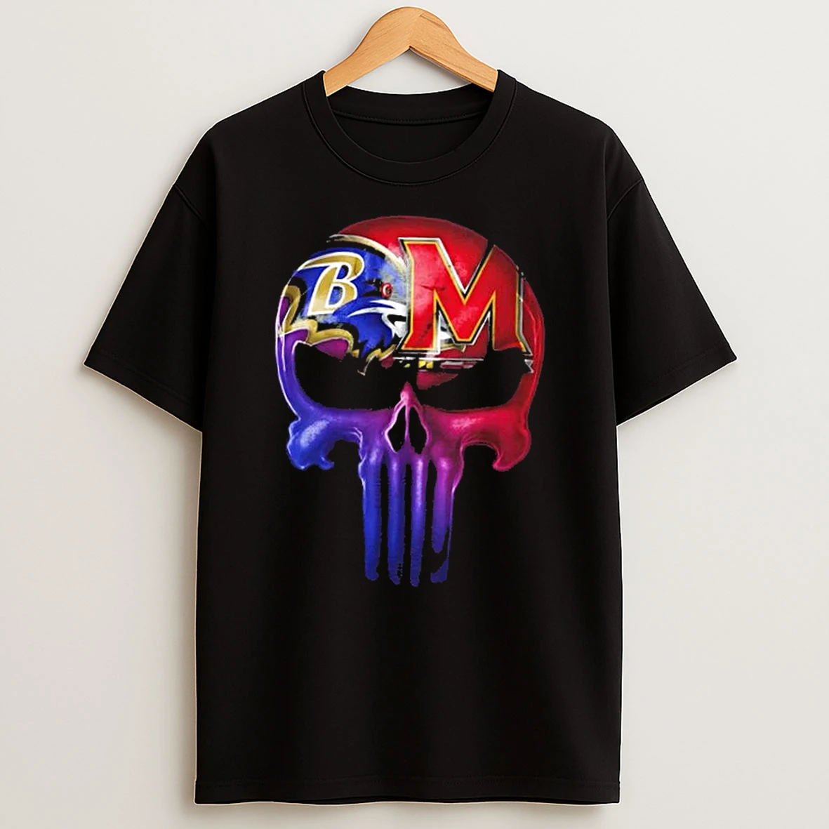 Punisher Skull Sports Baltimore Ravens X Maryland Terrapins T Shirt