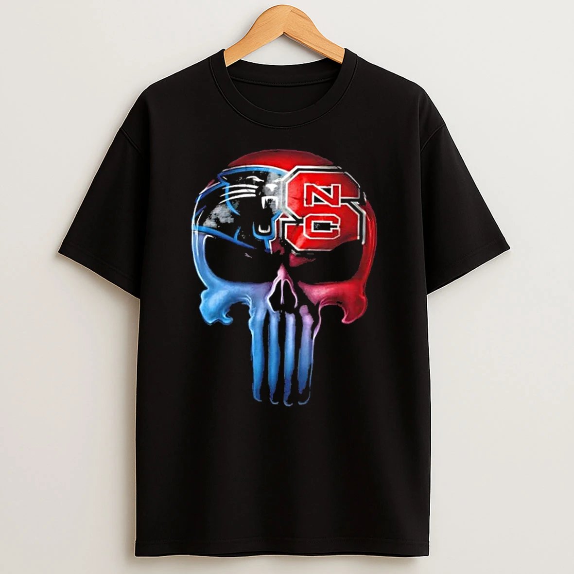 Punisher Skull Sports Carolina Panthers X Nc State Wolfpack T Shirt