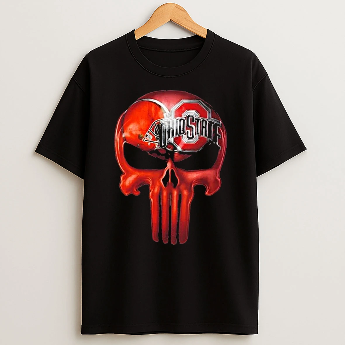Punisher Skull Sports Cleveland Browns X Ohio State Buckeyes T Shirt