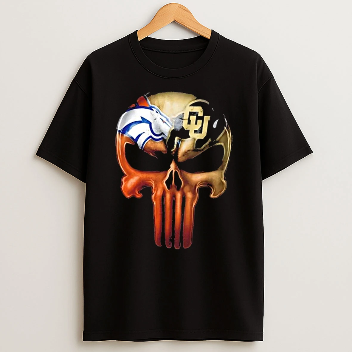 Punisher Skull Sports Denver Broncos X Colorado Buffaloes T Shirt