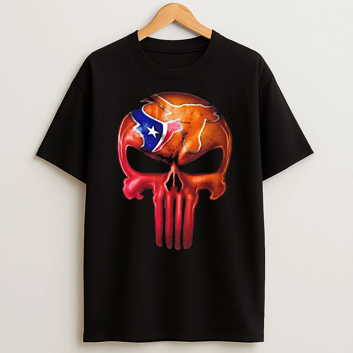 Punisher Skull Sports Houston Texans X Texas Longhorns T Shirt