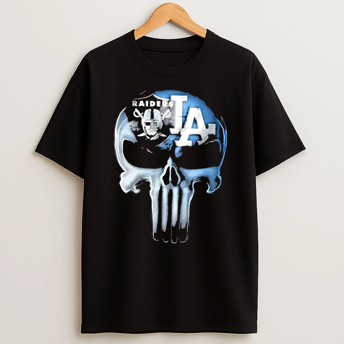 Punisher Skull Sports Las Vegas Raiders X Los Angeles Dodgers T Shirt