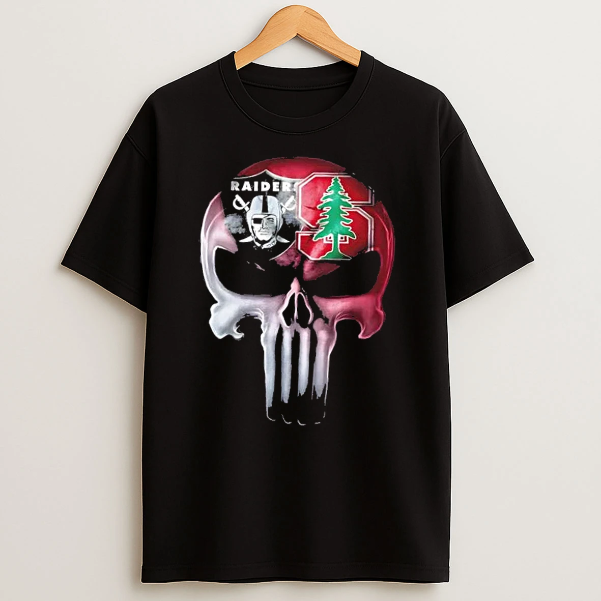 Punisher Skull Sports Las Vegas Raiders X Stanford Cardinal T Shirt