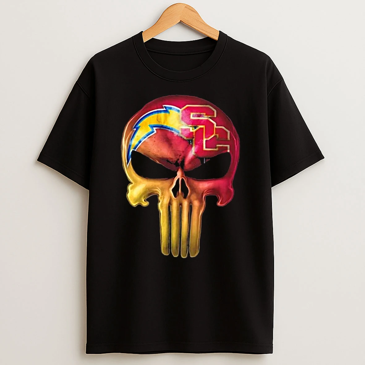 Punisher Skull Sports Los Angeles Chargers X Usc Trojans T Shirt
