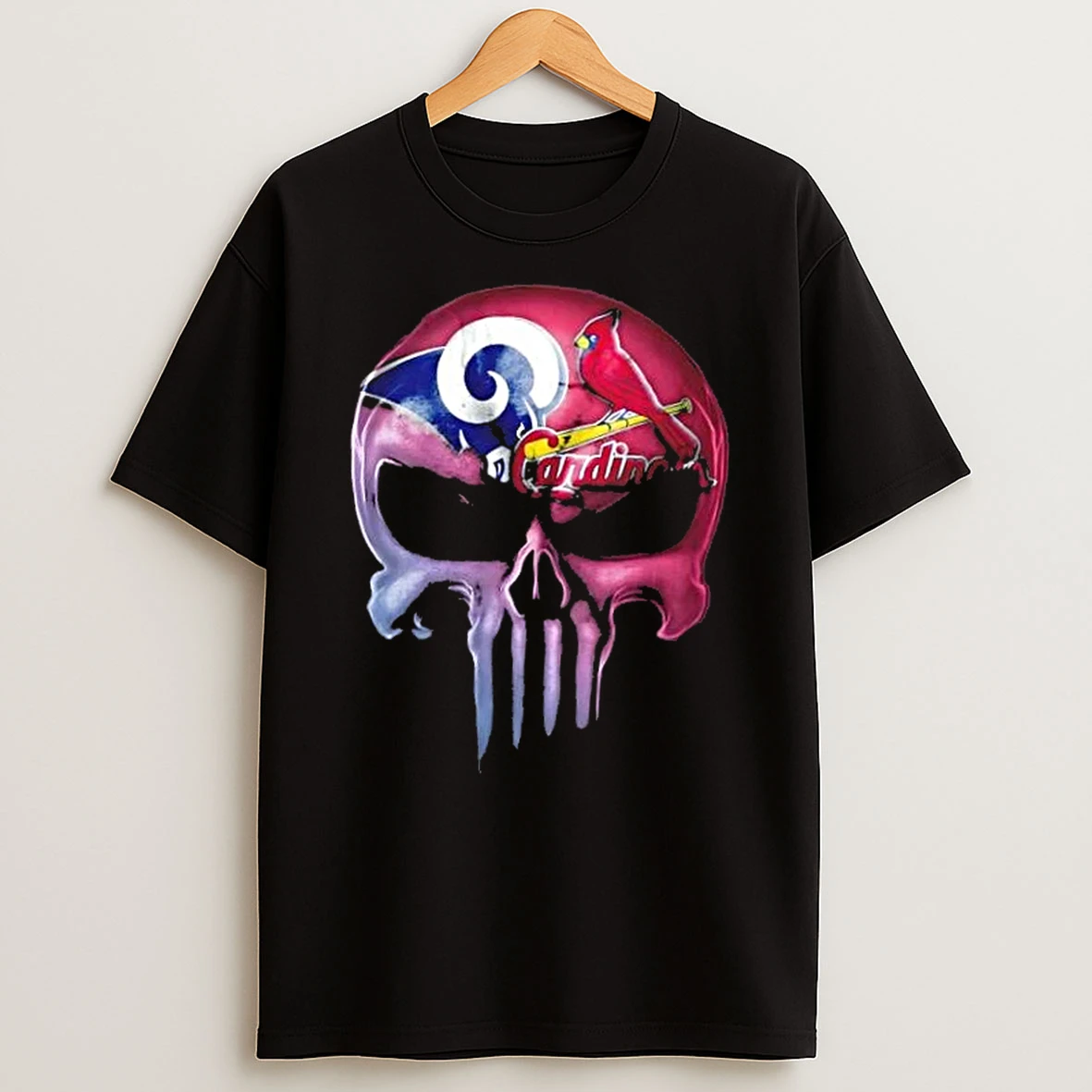 Punisher Skull Sports Los Angeles Rams X St Louis Cardinals T Shirt