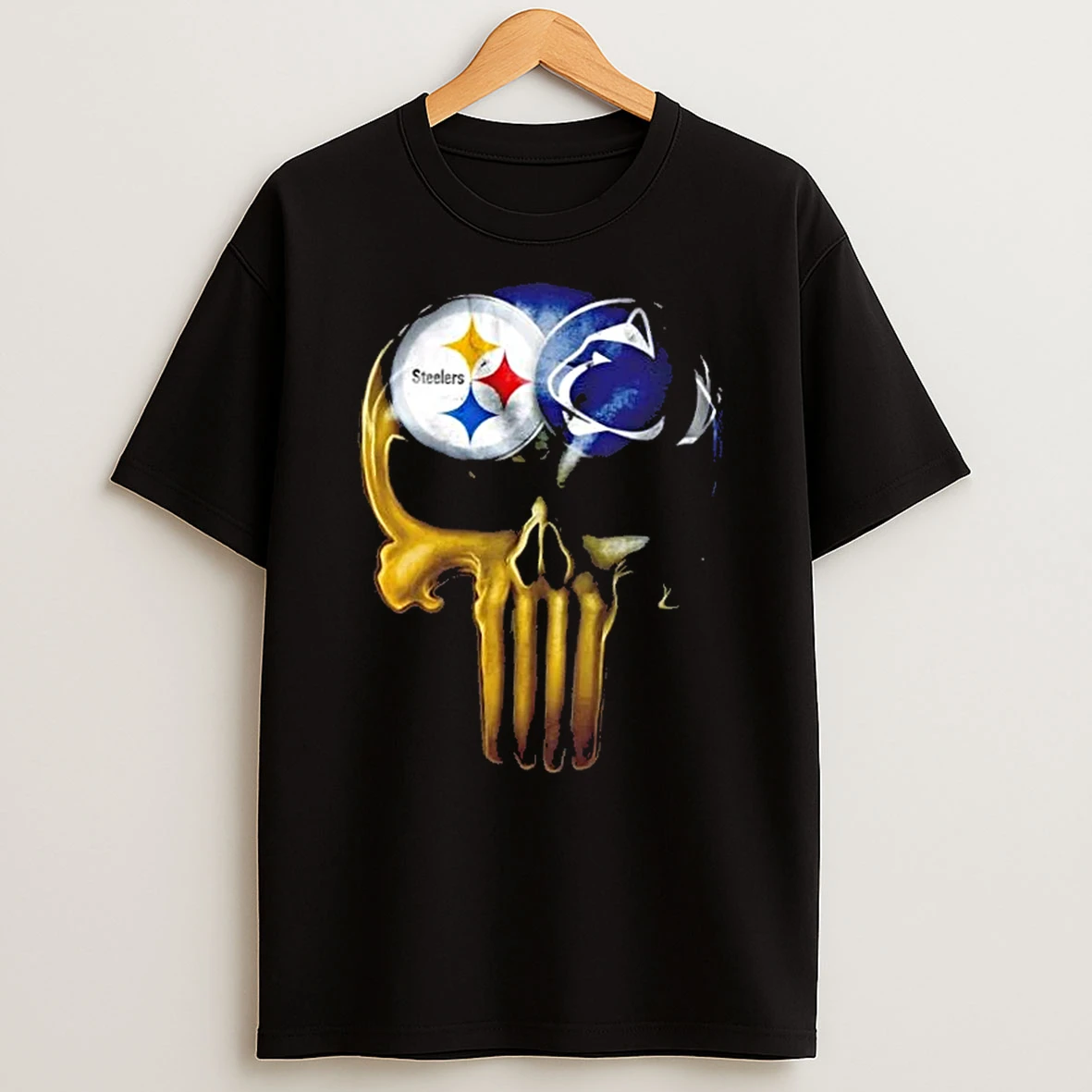 Punisher Skull Sports Pittsburgh Steelers X Penn State Nittany Lions T Shirt