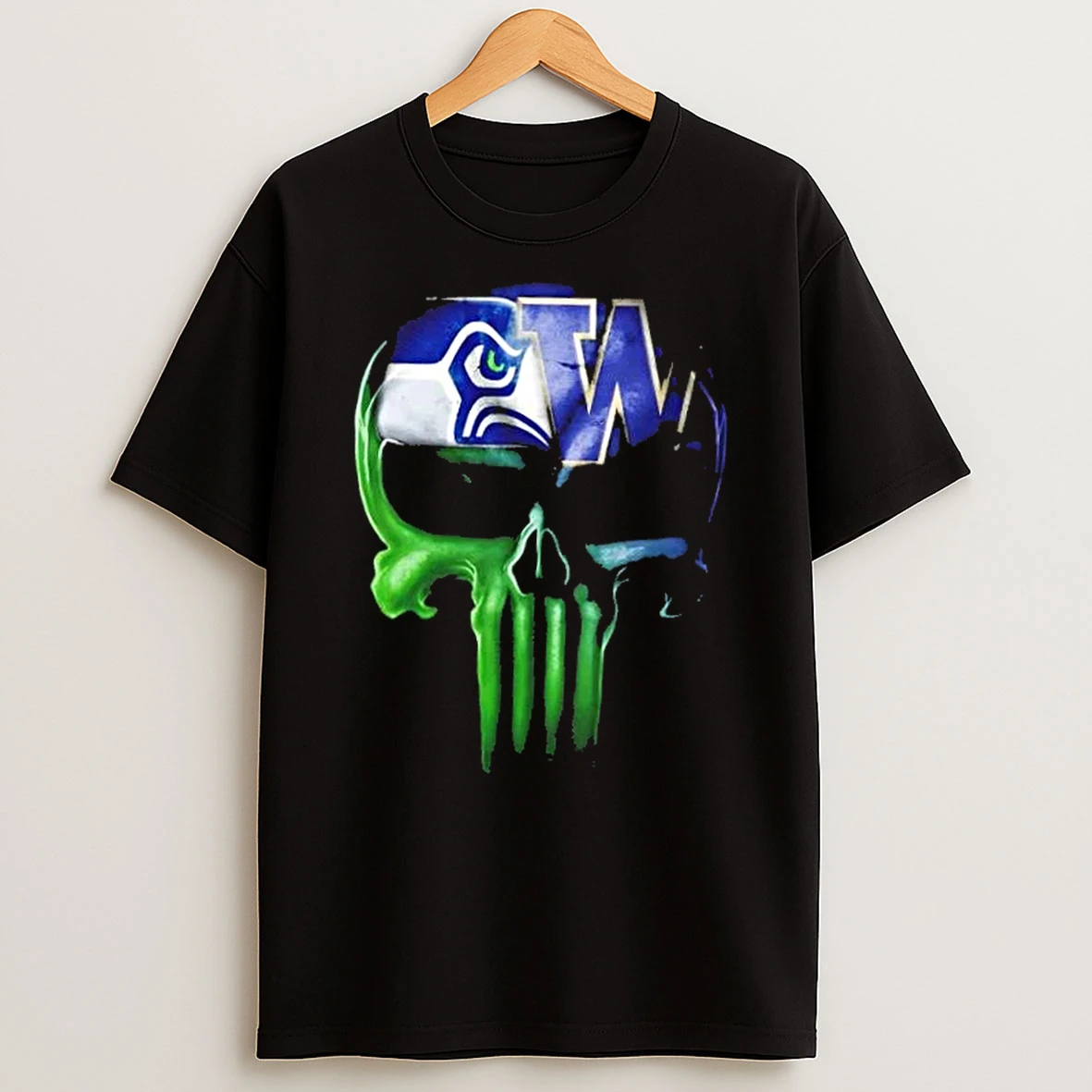 Punisher Skull Sports Seattle Seahawks X Washington Huskies T Shirt