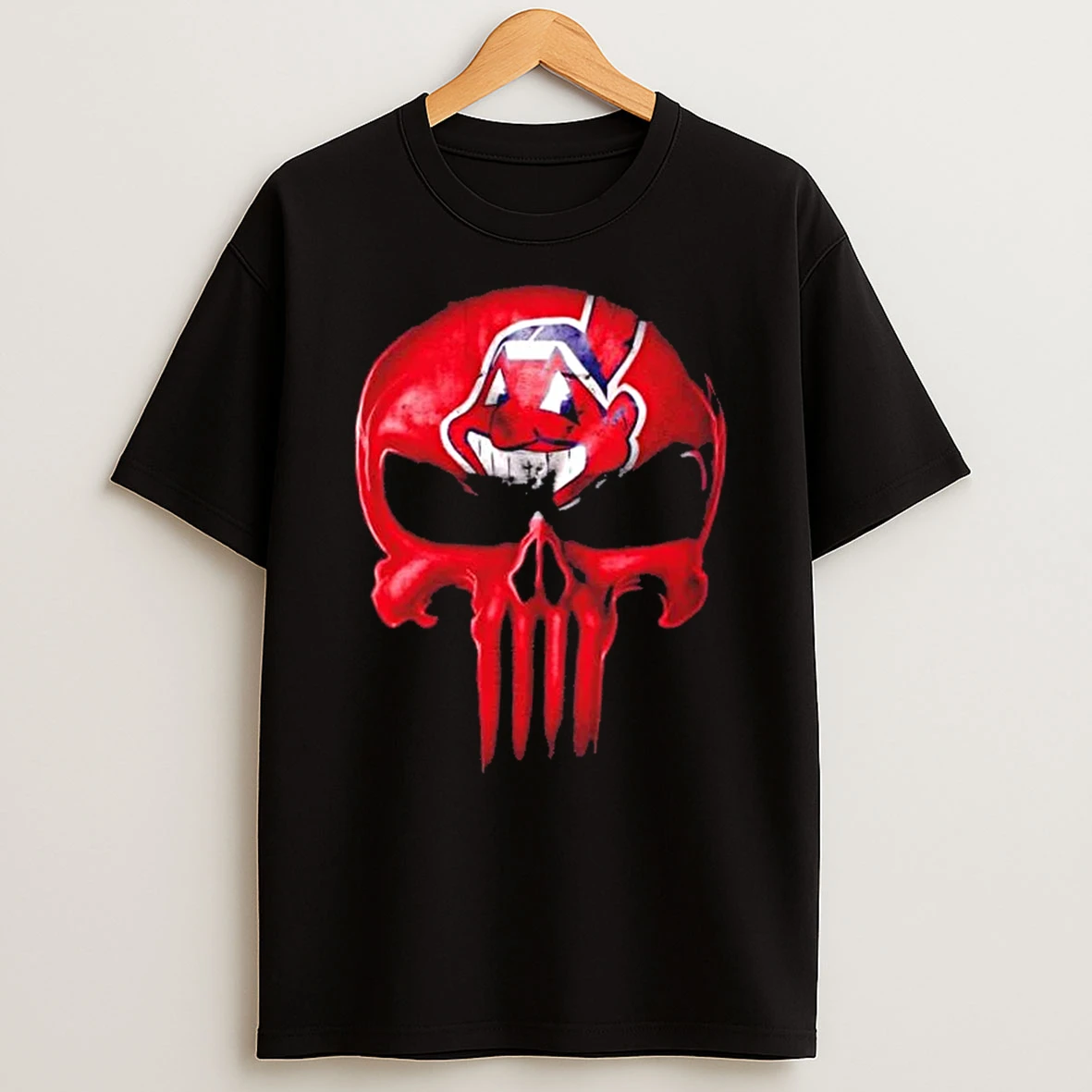 Punisher Skull X Cleveland Indians Baseball Logo T Shirt