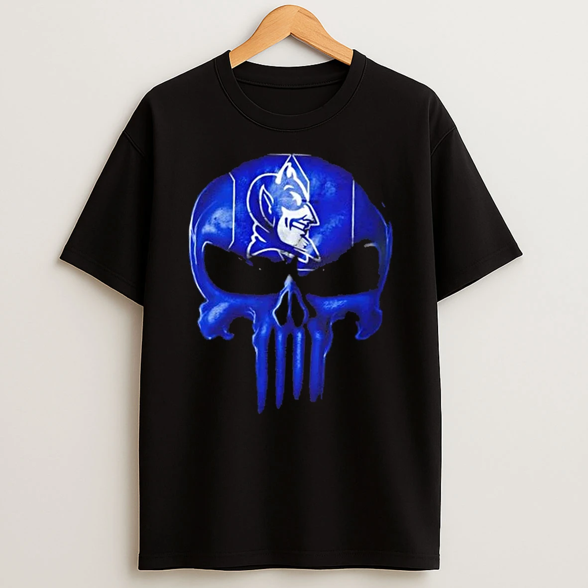 Punisher Skull X Duke Blue Devils Football Logo T Shirt