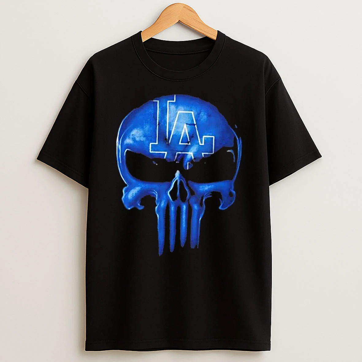 Punisher Skull X Los Angeles Dodgers Baseball Logo T Shirt