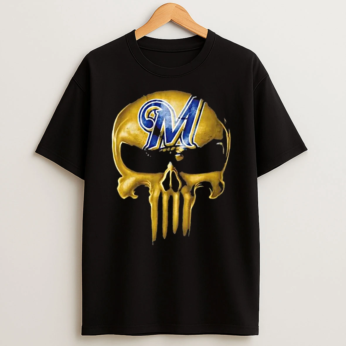 Punisher Skull X Milwaukee Brewers Baseball Logo T Shirt