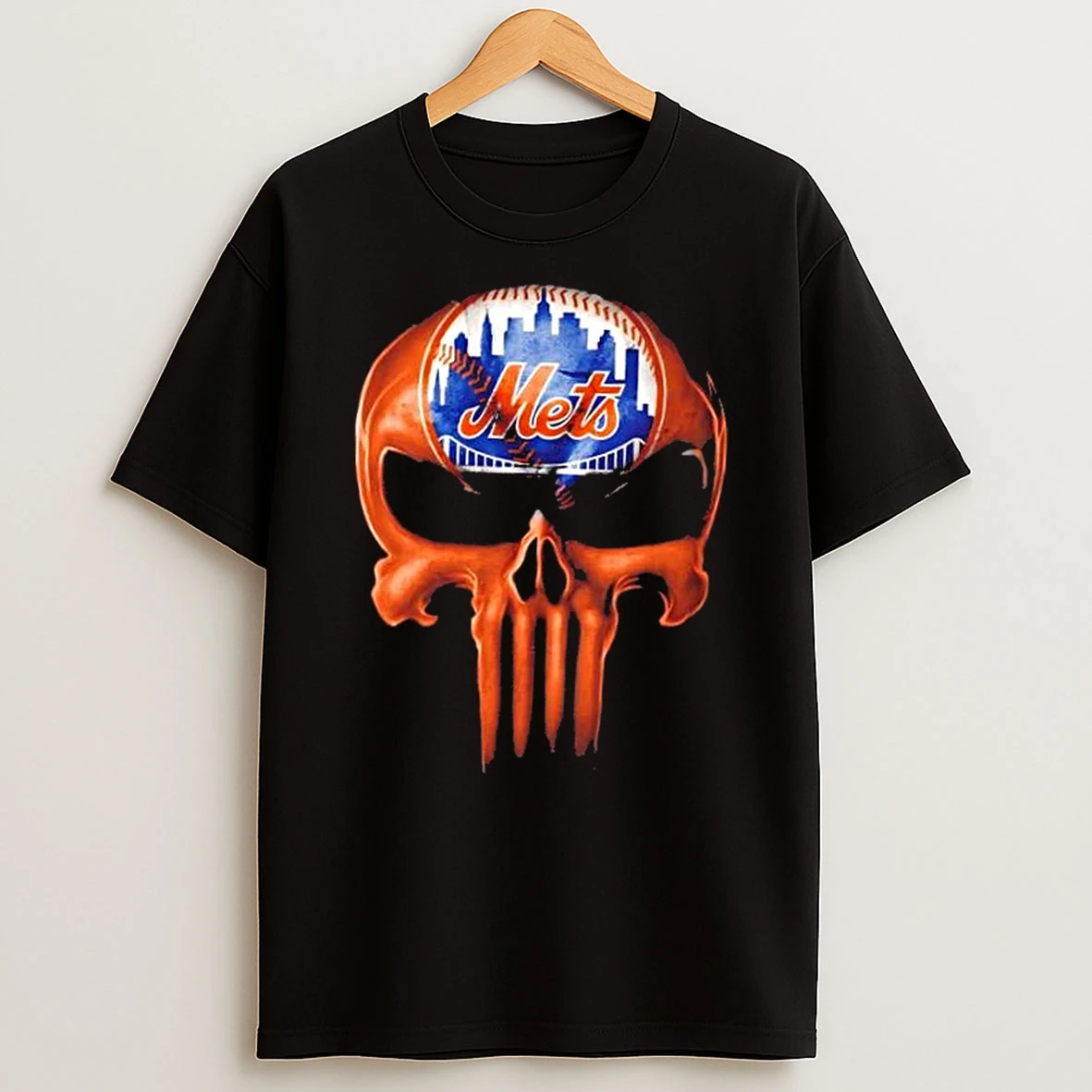 Punisher Skull X New York Mets Baseball Logo T Shirt