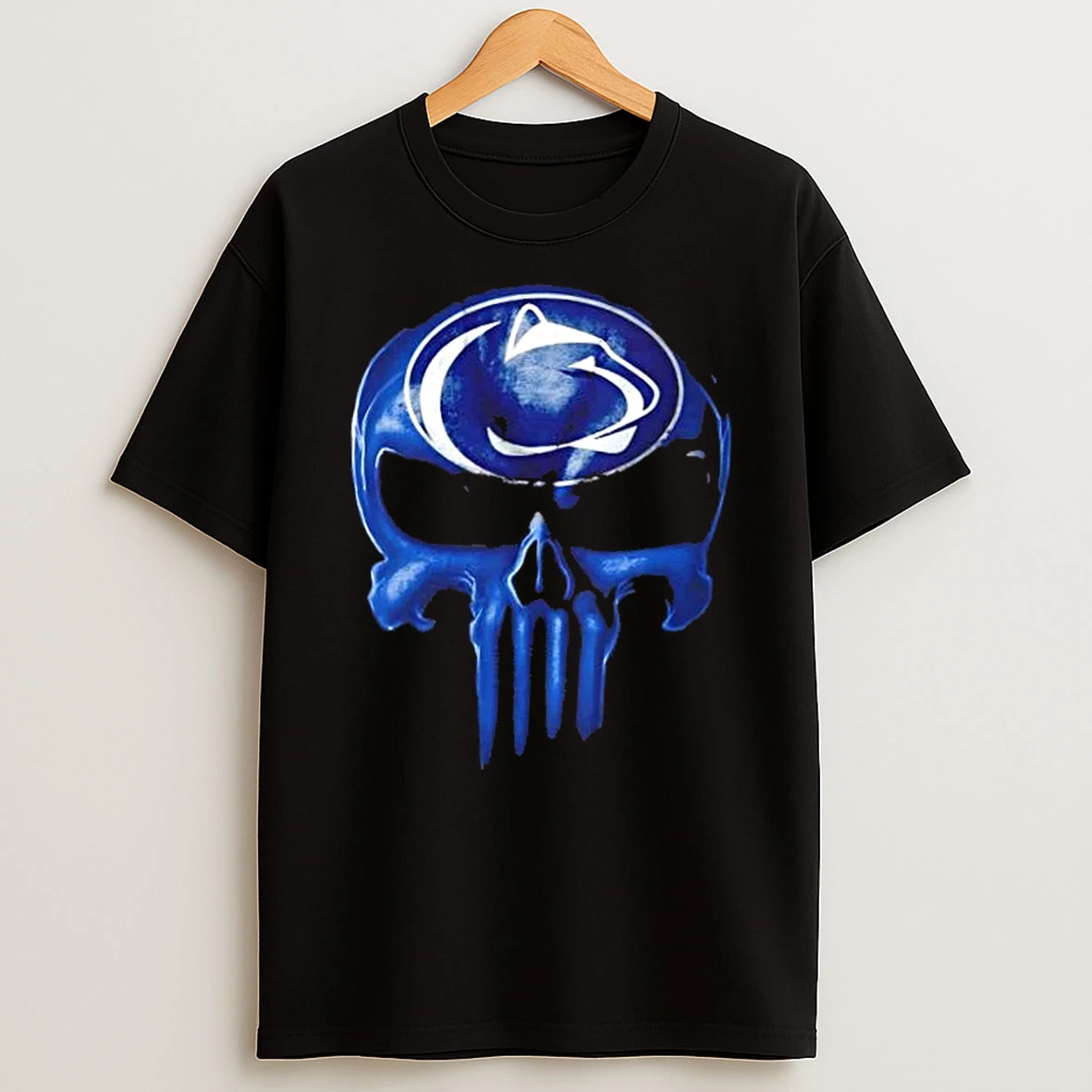 Punisher Skull X Penn State Nittany Lions Football Logo T Shirt