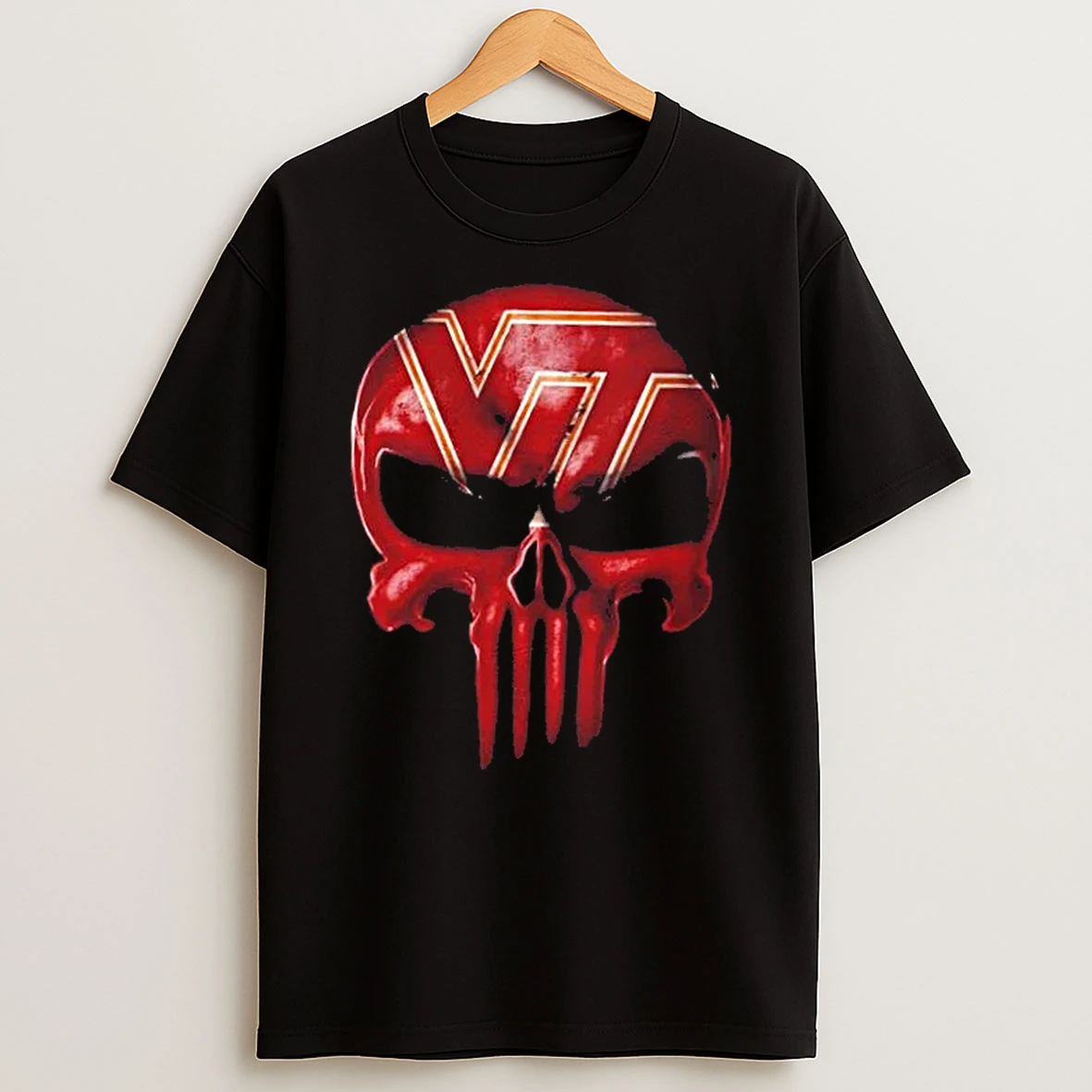 Punisher Skull X Virginia Tech Hokies Football Logo T Shirt