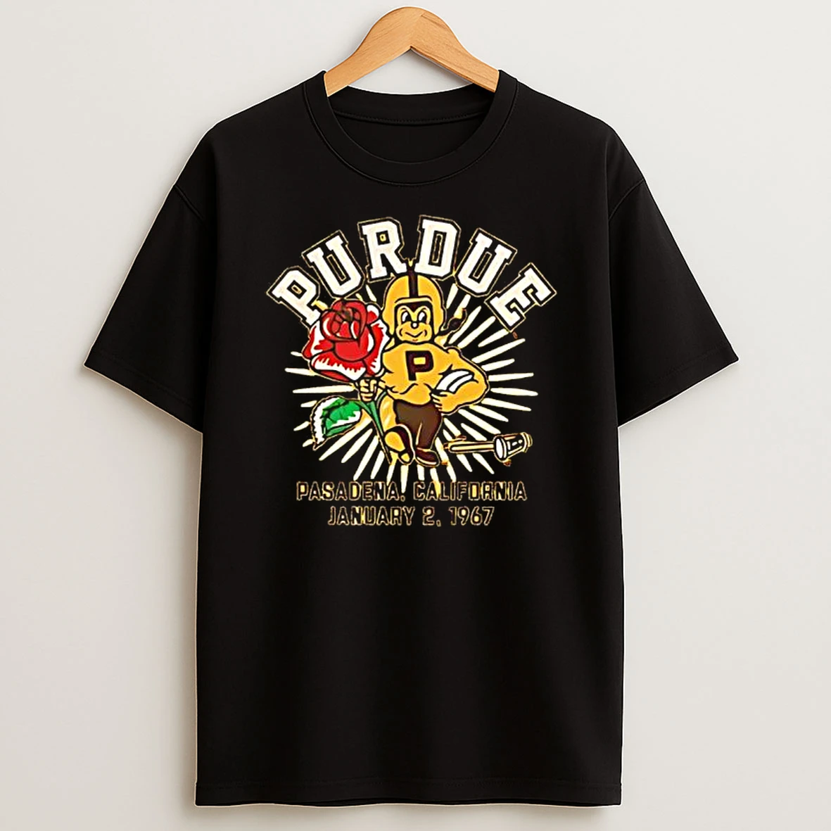 Purdue Boilermakers Gold Homefield Football 1967 Rose Bowl Pasadena California January 2nd 1967 T Shirt