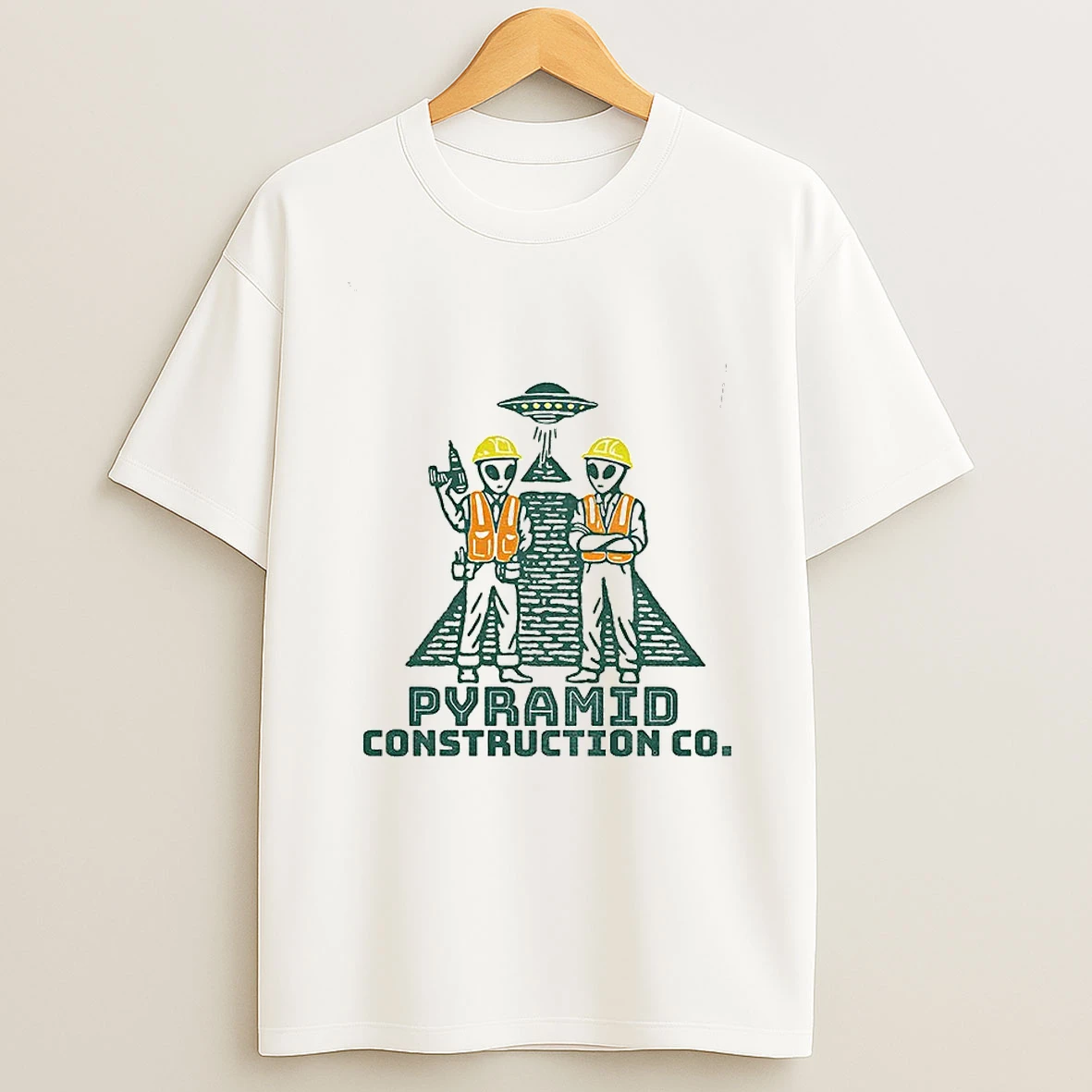 Pyramid Construction Co Funny Alien Ancient Astronaut Humor T Shirt
