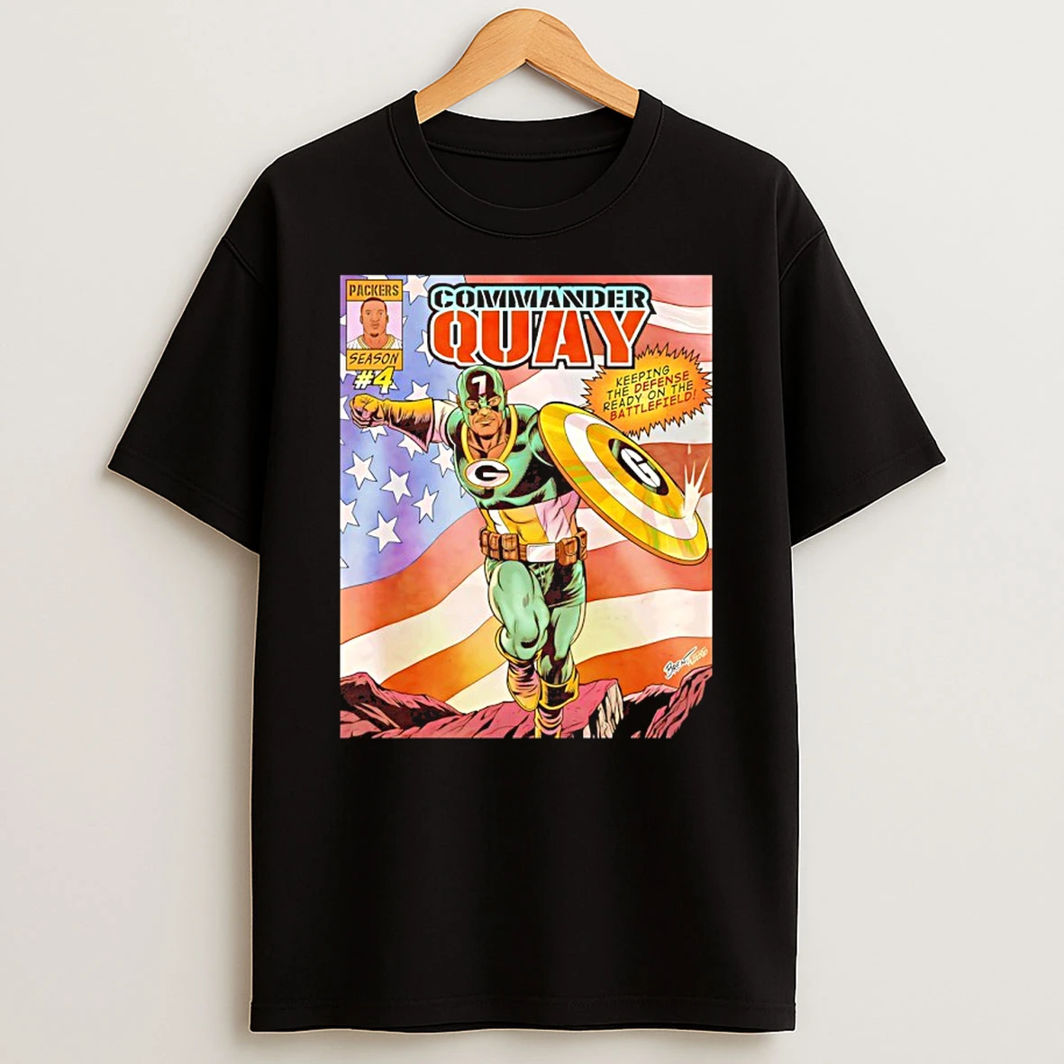 Quay Walker Captain America Green Bay Packers Commander Quay T Shirt