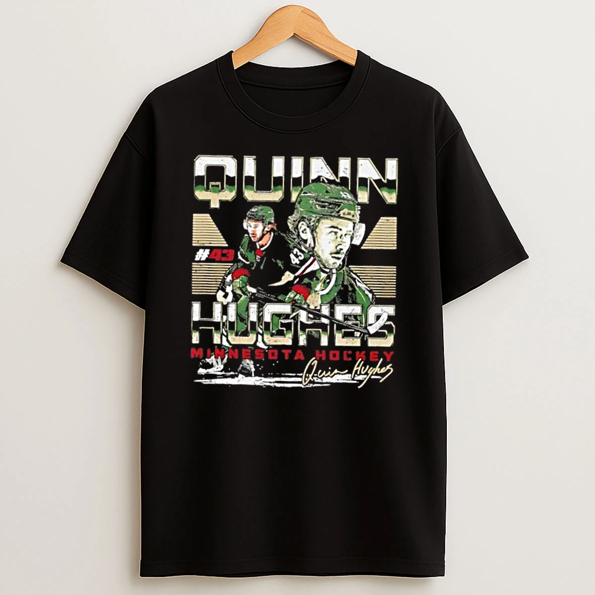 Quinn Hughes Minnesota Wild Dual Signature T Shirt