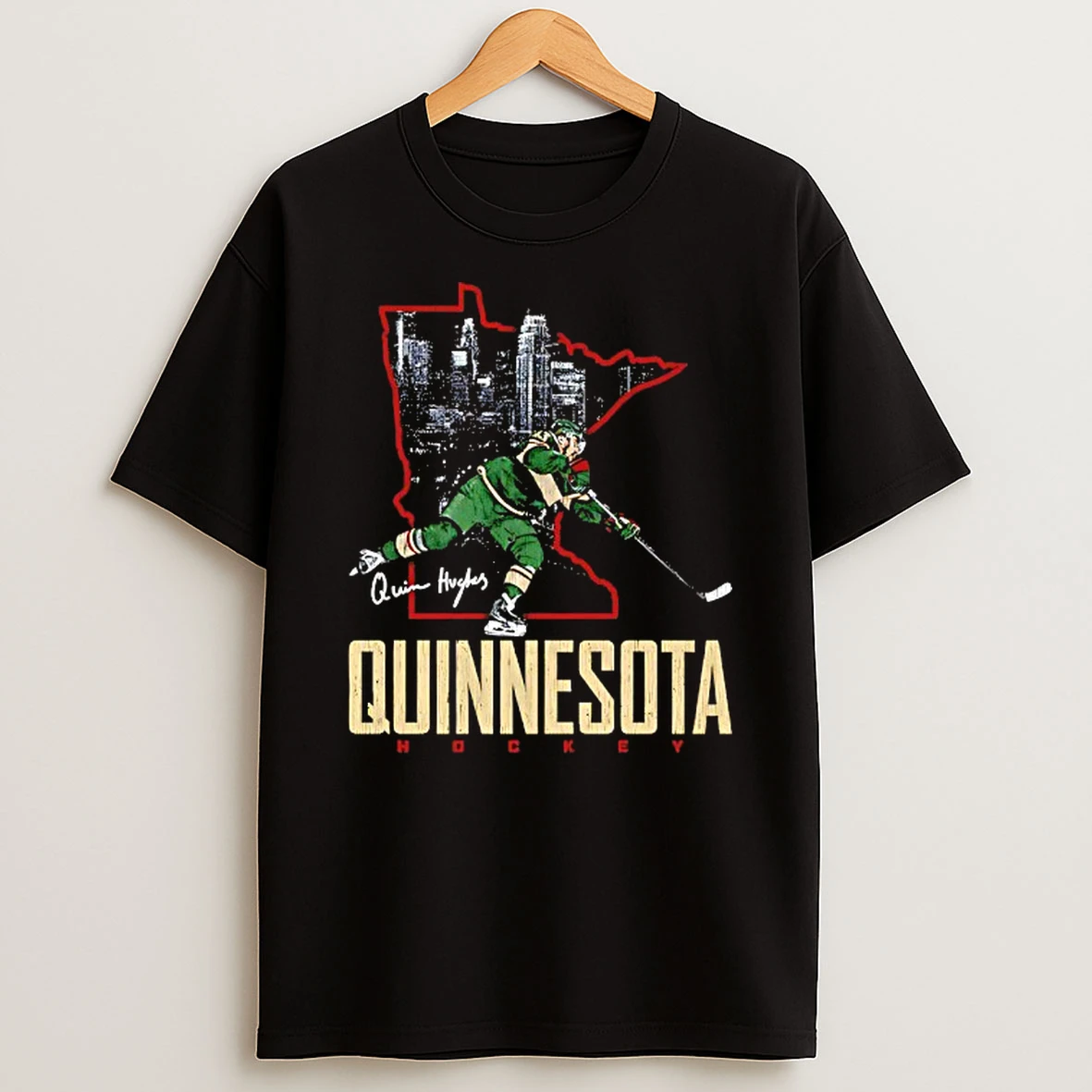 Quinn Hughes Minnesota Wild Hockey Quinnesota State T Shirt