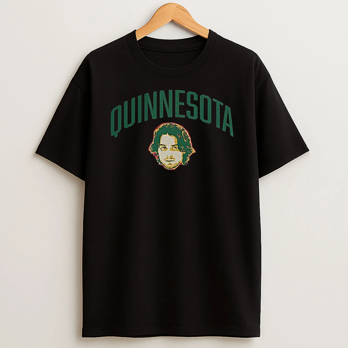 Quinn Hughes Minnesota Wild Nhl Quinnesota Curved Face T Shirt