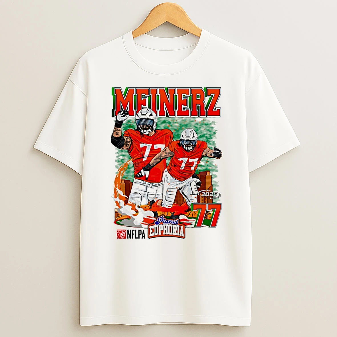 Quinn Meinerz 77 Denver Broncos Football Comic Circle T Shirt