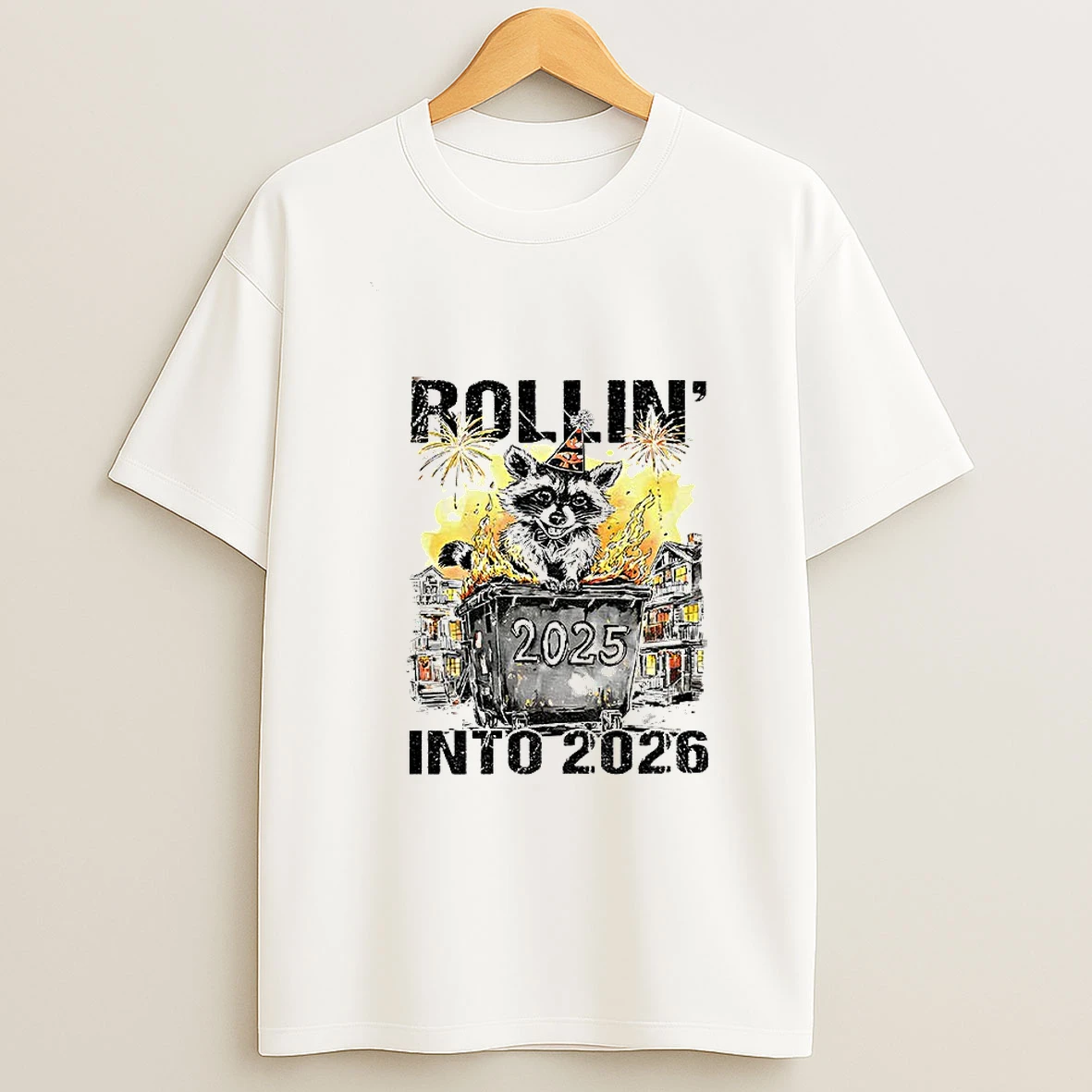 Raccoon Feral Girl Rollin Into 2026 T Shirt